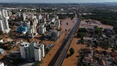 Vista de regio na cidade de So Leopoldo alagada pelas fortes chuvas que atingem o sul
