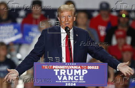 Former US president and Republican presidential candidate Donald Trump holds campaign rally in Pennsylvania