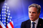 U.S. Secretary of State Antony Blinken attends an interview, in Brussels