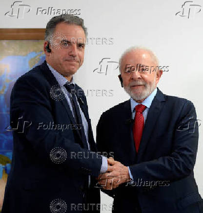 Brazil's President Luiz Inacio Lula da Silva receives Uruguay's President-elect, Yamandu Orsi, in Brasilia