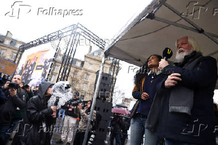 Anti-whaling environmental activist Paul Watson attends a press conference in Paris