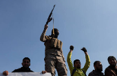 Demonstration of prisoners who were released from the  Sednaya prison in Damascus