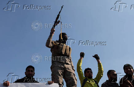 Demonstration of prisoners who were released from the  Sednaya prison in Damascus