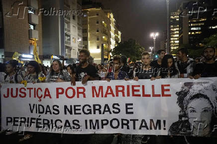 Ato em homenagem a Marielle Franco em So Paulo 
