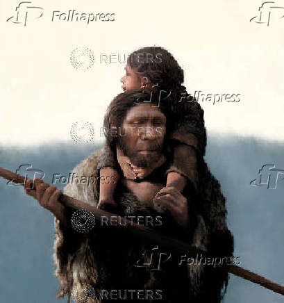 A reconstruction of a Neanderthal father and his daughter is seen in this undated handout image