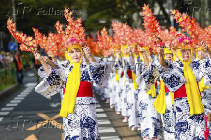 Desfile durante o Festival de Nagoya Matsuri, no Japo