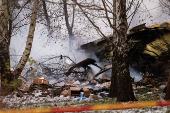 DHL cargo plane crash site near Vilnius international airport