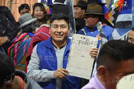 Grover Garcia officially assumes the presidency of the political party MAS-IPSP, in La Paz