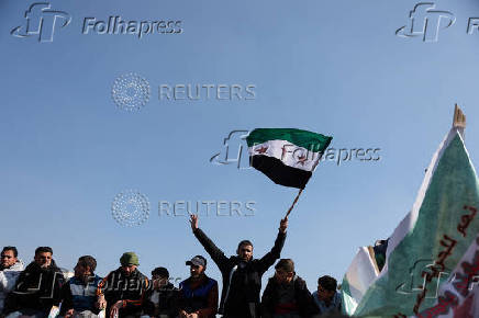 Demonstration of prisoners who were released from the  Sednaya prison in Damascus