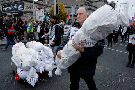 Demonstration in support of Palestinians in Gaza, in Dublin