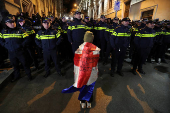 Protest against the results of a parliamentary election on the eve of the new parliament's first session, in Tbilisi