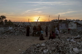 Internally displaced Palestinians in Khan Younis, southern Gaza Strip