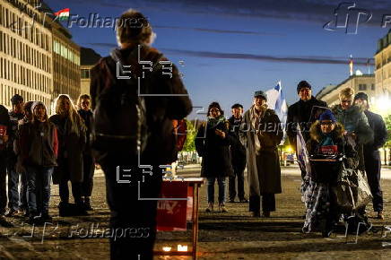 Vigil in Berlin to mark the anniversary of Hamas-led 07 October attack on Israel