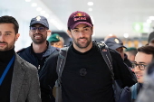 Italian Davis Cup player Matteo Berrettini arrives at Fiumicino airport