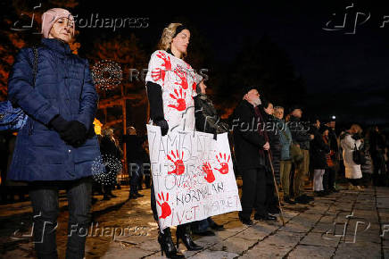 Montenegrins stage protest in Cetinje to commemorate shooting victims