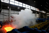 FILE PHOTO: Steel is seen in the rolling mill following the  recommissioning of the works by Liberty Steel Group at the Dalzell steel plant in Motherwell