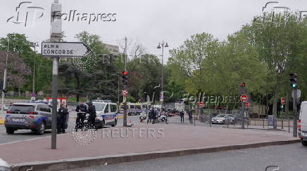 French police secure the area near Iranian consulate in Paris