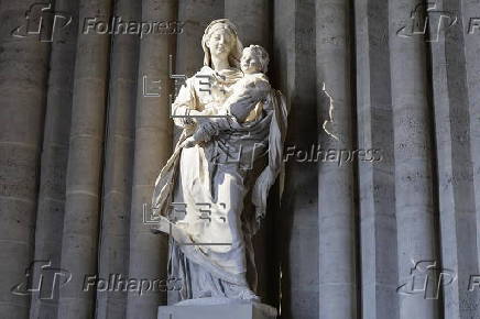 French President Macron visits Notre-Dame in Paris