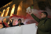 Georgian opposition supporters protest against government's EU application delay