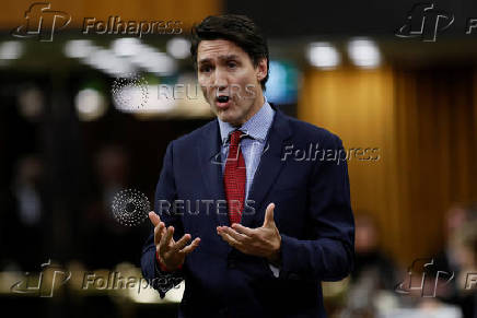 Canada's Prime Minister Justin Trudeau speaks during Question Period in the House of Commons on Parliament Hill in Ottawa