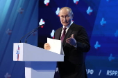 Russian President Putin takes part in the congress of the Russian Union of Industrialists and Entrepreneurs