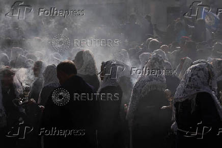 Catholic faithul celebrate the Lord of Miracles, in Lima