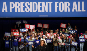 Democratic presidential nominee U.S. Vice President Kamala Harris campaigns in Allentown, Pennsylvania