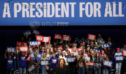 Democratic presidential nominee U.S. Vice President Kamala Harris campaigns in Allentown, Pennsylvania