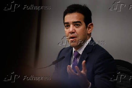 O presidente do TCU, Bruno Dantas, durante coletiva de imprensa