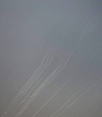 Missiles launched from the Rafah area in Gaza towards Israel