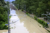 Rhone River overflows following heavy rain in Switzerland