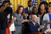 U.S. President Biden and VP Harris deliver remarks on gun violence, at the White House