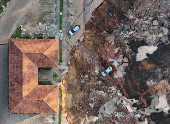 Amazonian port devoured by a drought-landslide on the banks of Solimoes