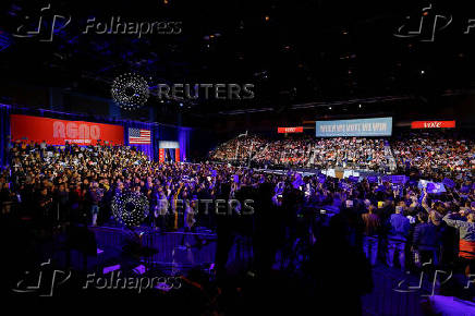 Democratic presidential nominee U.S. Vice President Kamala Harris attends a campaign rally in Reno