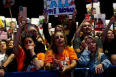 People rally demanding the release of hostages kidnapped during the deadly October 7, 2023 attack, in Tel Aviv