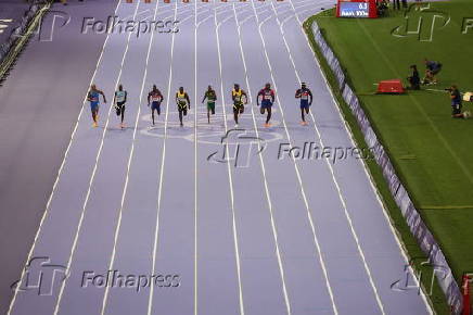 Final masculina de 100m no atletismo, nas Olimpadas de Paris 2024