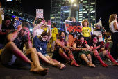 Protest against the government and to show support for the hostages who were kidnapped during the deadly October 7 attack, in Tel Aviv