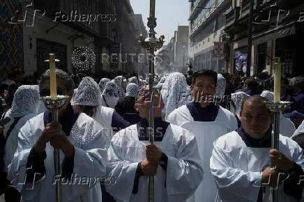 Catholic faithul celebrate the Lord of Miracles, in Lima