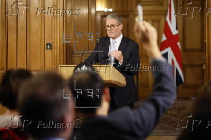 British Prime Minister Starmer holds press conference on migration in London