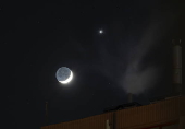 Moon planet Venus in the sky over Nagykanizsa