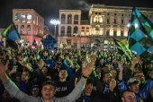 Inter Milan celebrate with fans the Serie A title