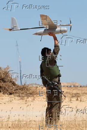 Israeli soldier launches drone near Gaza border, southern Israel