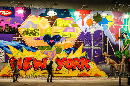 Vista do famoso Bowery Mural em Nova York, nos Estados Unidos