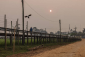 Fumaa das queimadas cobre Lbrea, no sul do Amazonas