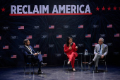 Robert F. Kennedy Jr. and Tulsi Gabbard  take part in a moderated discussion with actor Zachary Levi in Dearborn