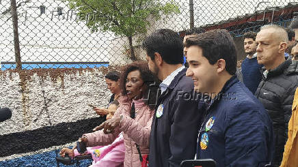 O candidato e prefeito de So Paulo Ricardo Nunes faz caminhada na Bela Vista