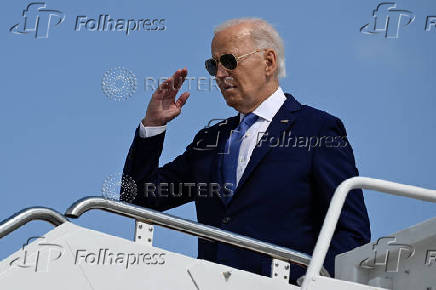 U.S. President Joe Biden boards Air Force One as he departs for South Bend, Indiana