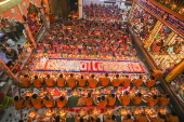 Hindu devotees take part in Rakher Upobash ritual, in Dhaka