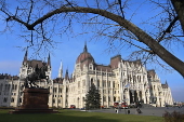 Christmas tree installed at the parliament building in Budapest