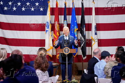 U.S. President Biden attends a dinner with U.S. service members and their families ahead of Thanksgiving at U.S. Coast Guard Sector New York on Staten Island